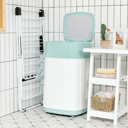 Gymax 2-Level Clothes Drying Rack Foldable Airer w/ Height-Adjustable Gullwing