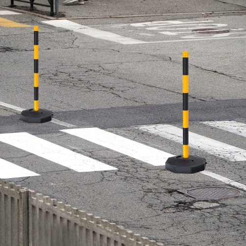 Gymax 6PCS Traffic Delineator Pole Safety Caution Barrier w/ 5ft Link Chains