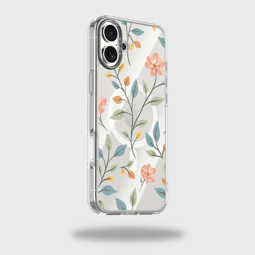 Étui transparent floral de Pâques avec MagSafe pour iPhone 16