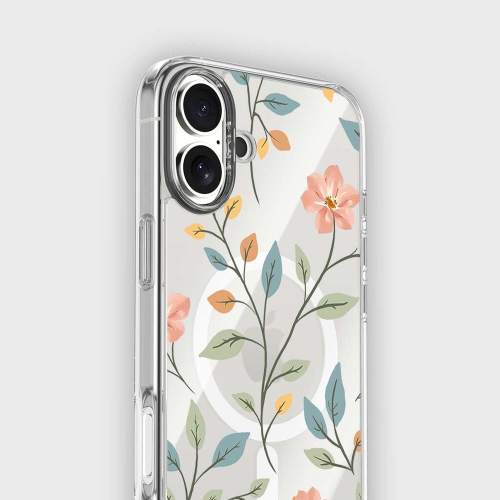 Étui transparent floral de Pâques avec MagSafe pour iPhone 16