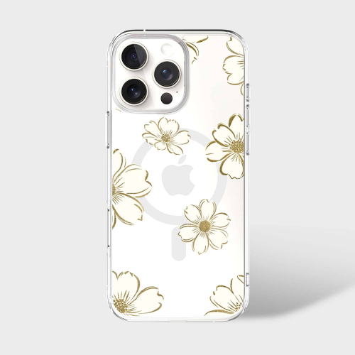 Étui transparent avec motif doré MagSafe pour iPhone 16 Pro