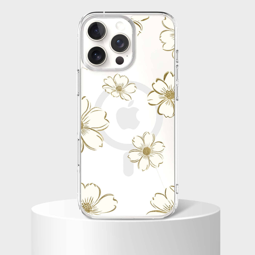 Étui transparent avec motif doré MagSafe pour iPhone 16 Pro