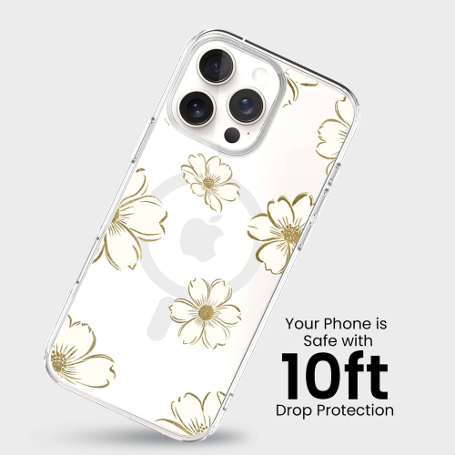 Étui transparent avec motif doré MagSafe pour iPhone 16 Pro