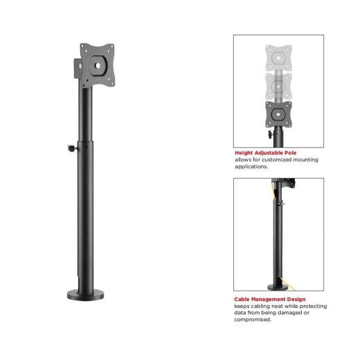 POS Height Adjustable Desk Display Mount, Desktop Monitor Stand Pole Mount Holds Screen for 17" to 23" with VESA Mount 75 X 75mm and 100 X 100mm