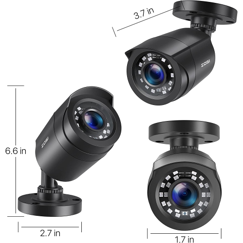 ZOSSI – Trousse de surveillance supplémentaire avec fil pour 1080P/5&nbsp;Mpx/4K HD-TVI avec caméra de sécurité pour la maison, vision nocturne
