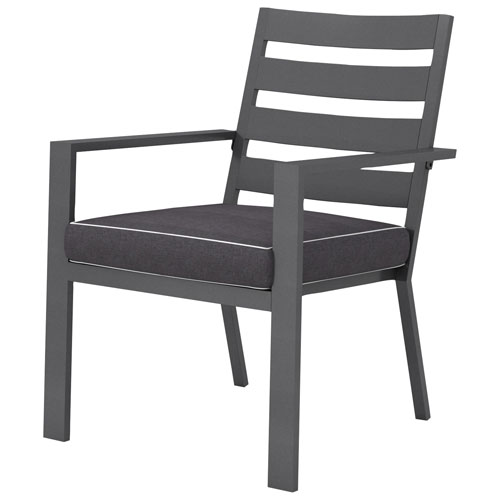 Portofino Powder Coated Aluminum Outdoor Dining Chair - Grey Frames / Grey Cushions