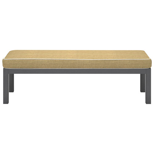 Portofino Powder Coated Aluminum Patio Bench - Grey Frames / Beige Cushions