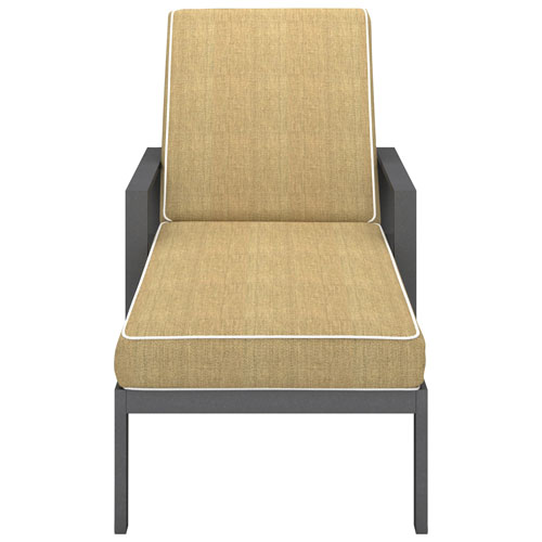 Portofino Powder Coated Aluminum Outdoor Stacking Chaise Lounge - Set of 2 - Grey Frames / Beige Cushions