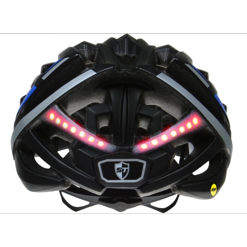 Safe-Tec Smart Bicycle Helmet: Sensor Controlled Brake Light Function, Head Lights, Turn Signals w/MIPS Brain Protection White/Silver Medium