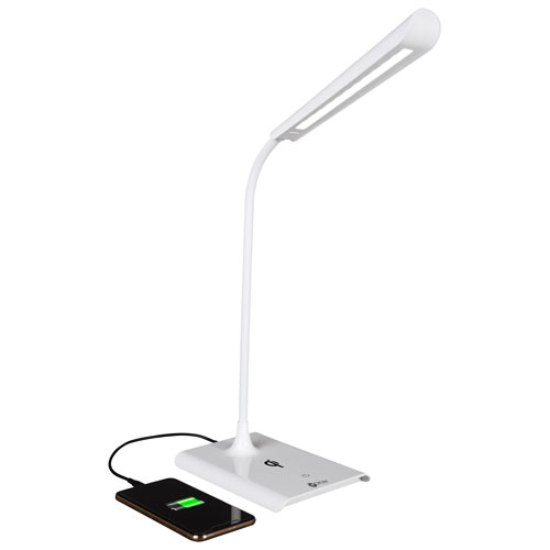 OttLite ClearSun Traditional LED Desk Lamp with Qi Wireless Charging - White
