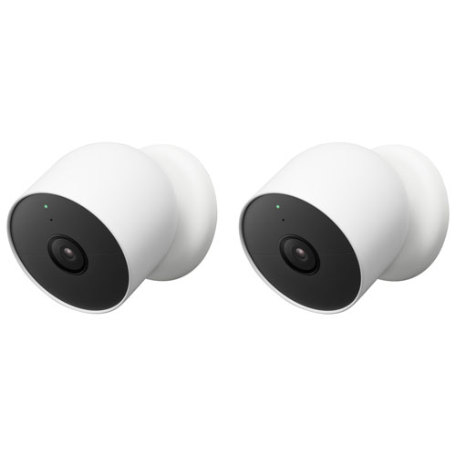 Caméra de surveillance intérieure/extérieure sans fil Nest Cam de Google - Paquet de 2 - Blanc