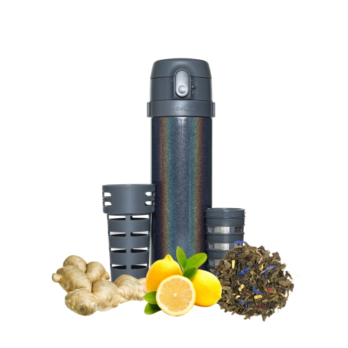 Tasse de voyage en acier inoxydable à double paroi pour thé et boissons avec infuseur breveté 16oz.