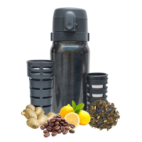 Double Walled Stainless Steel Tea & Beverage Travel Mug with Patented Infuser Control 16oz.