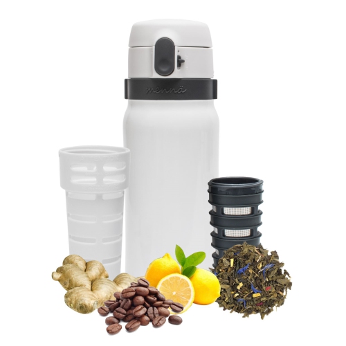 Double Walled Stainless Steel Tea & Beverage Travel Mug with Patented Infuser Control 16oz.