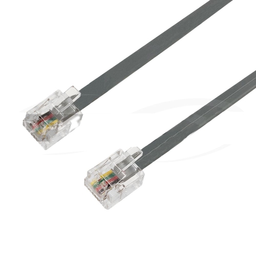 HYFAI – Câble téléphonique modulaire RJ11 à lignes téléphoniques Câble téléphonique croisé 6P4C – Silver Satin 28AWG 3 pi