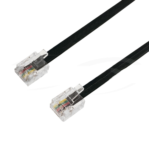 HYFAI – Câble téléphonique modulaire RJ11 à lignes téléphoniques Câble téléphonique croisé 6P4C – 28 AWG, noir, 1 pi