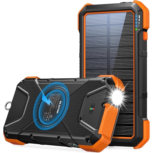 Chargeur portable solaire, chargeur sans fil 10&nbsp;W à recharge rapide PD 18&nbsp;W QC3,0 de 20000mAh mAh à énergie solaire avec entrée/sortie de t