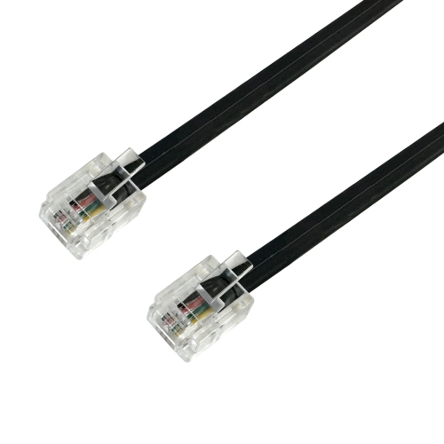 HYFAI  Rj11 Modular Landline Telephone Cable Phone Cord Straight Through 6P4C - 26Awg 1 Ft In Black