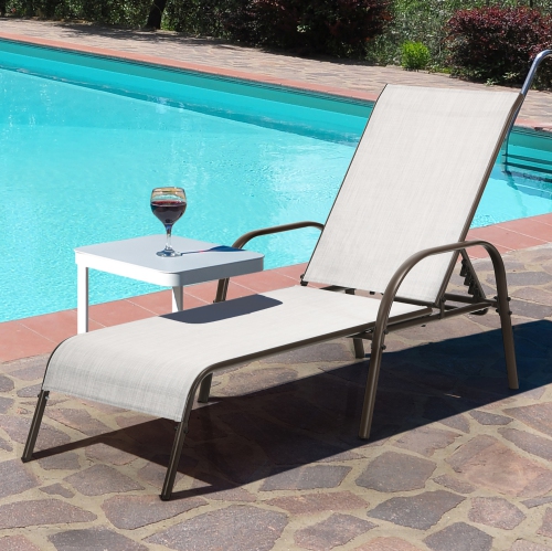 Costway 2PCS Patio Lounge Chair Chaise Adjustable Reclining Armrest