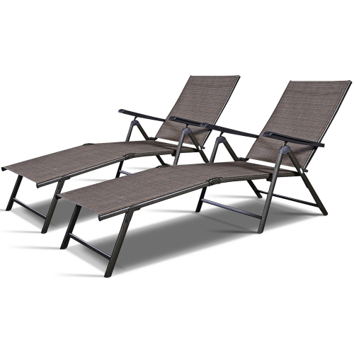 Image 1 of 10.. Costway 2PCS Pool Chaise Lounge Chair Recliner Outdoor Patio Furniture Adjustable New