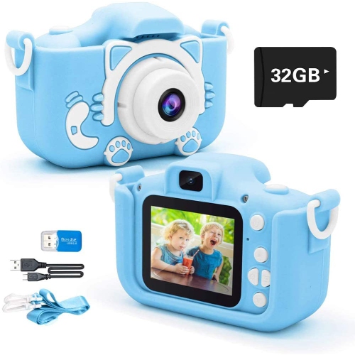 Caméra pour enfants pour filles et garçons, caméras vidéo numériques HD 1080P pour tout-petit, activité de plein air caméra de dessin animé anti-chut