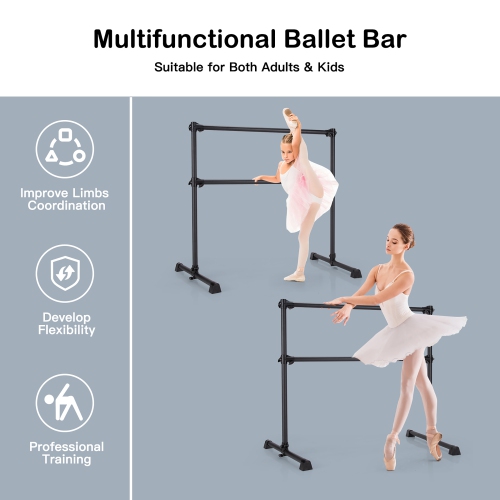 Goplus 4FT Portable Double Freestanding Ballet Barre Dancing Stretching