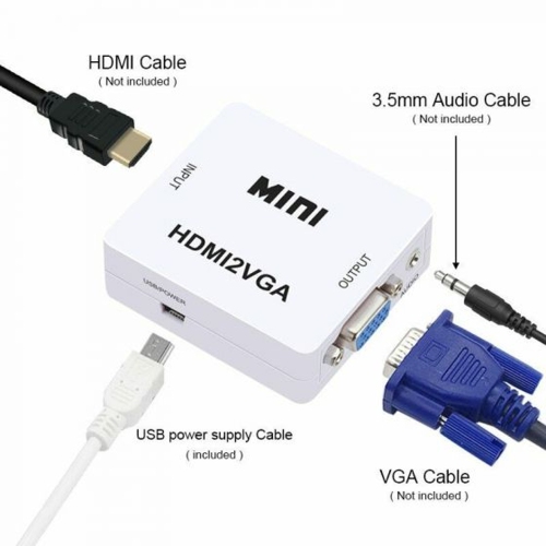 ISTAR HDMI to VGA HD Video Converter Mini HDMI to VGA 1080p Converter Adapter HDMI2VGA Female to Female with 3.5mm Audio Port