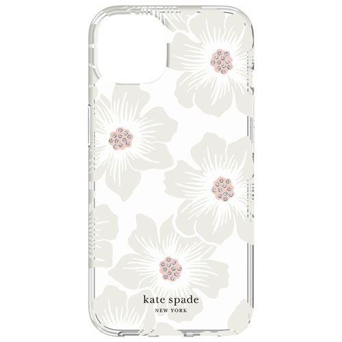 Étui rigide ajusté de Kate Spade New York pour iPhone 13 - Fleurs blanches