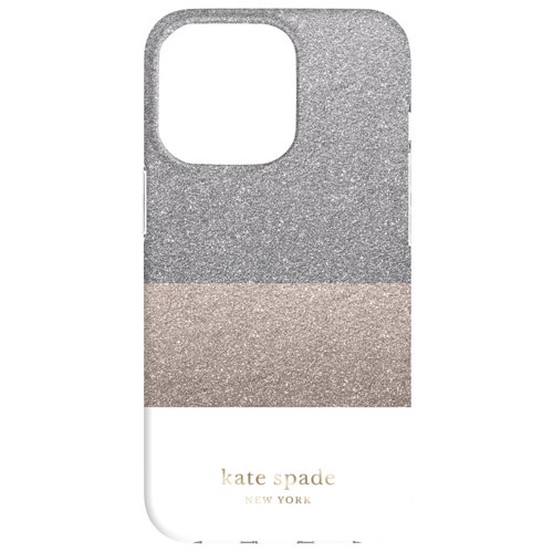 kate spade new york Fitted Hard Shell Case for iPhone 13 Pro - Glitter Block White