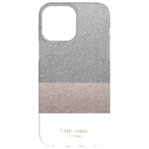 kate spade new york Fitted Hard Shell Case for iPhone 13 Pro Max - Glitter Block White