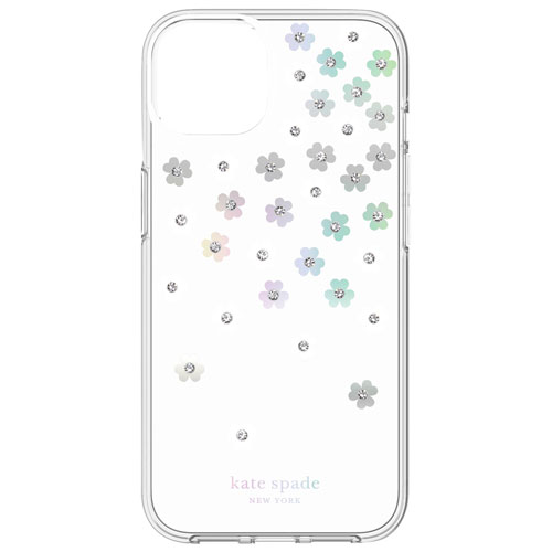 Étui rigide ajusté de Kate Spade New York pour iPhone 13 - Fleurs iridescentes