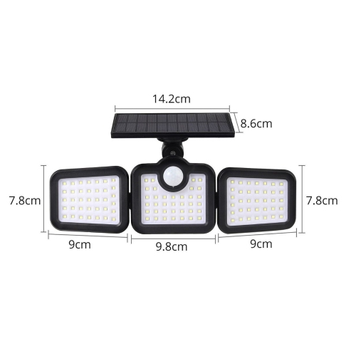 ISTAR Solar Lights 3 Head Motion Sensor Lights Solar Powered Outdoor 108 LED Security Floods Light IP65 Waterproof 270°Wide Angle Illumination