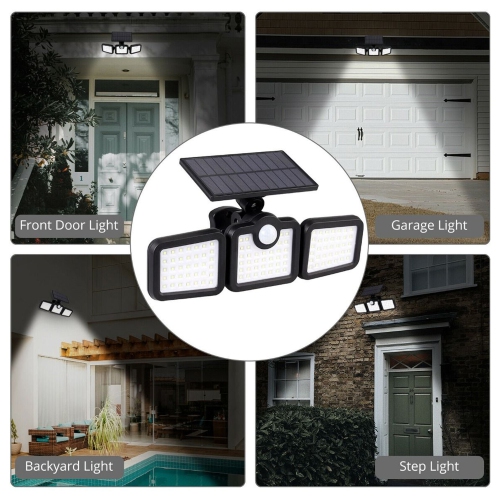 ISTAR Solar Lights 3 Head Motion Sensor Lights Solar Powered Outdoor 108 LED Security Floods Light IP65 Waterproof 270°Wide Angle Illumination