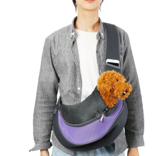 Pet Carrier Sling, Hands Free Dog Tote Bag Cat Shoulder Sling Purse with Adjustable Padded Strap Mesh Outdoor Travel Bag for Carrying Small Dog Cat