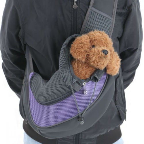 Pet Carrier Sling, Hands Free Dog Tote Bag Cat Shoulder Sling Purse with Adjustable Padded Strap Mesh Outdoor Travel Bag for Carrying Small Dog Cat