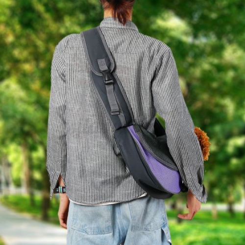 Pet Carrier Sling, Hands Free Dog Tote Bag Cat Shoulder Sling Purse with Adjustable Padded Strap Mesh Outdoor Travel Bag for Carrying Small Dog Cat