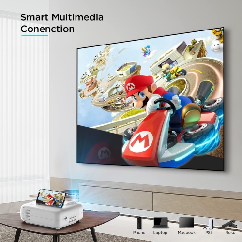 Bomaker GC357 Mini Projector 720P Supported, WiFi Projector for Phones, TV Stick, iOS, Android, PS4, HDMI, USB, TF, VGA, AUX, AV