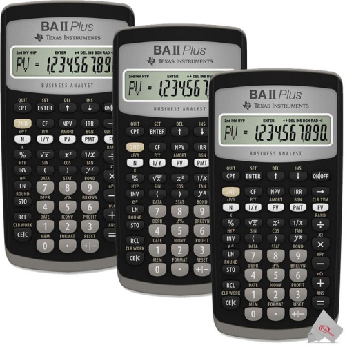 Three Texas Instruments BA II PLUS 10 Digit Financial Calculator