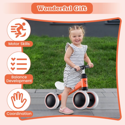 Costway 4 Wheels Baby Balance Bike Children Walker No-Pedal Toddler Toys Rides