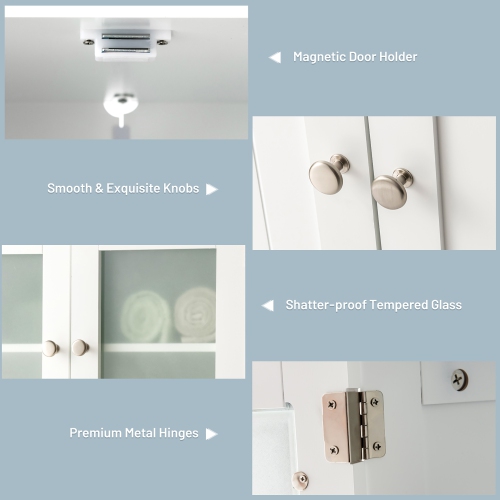 Costway Bathroom Floor Storage Cabinet Kitchen Cupboard w/Doors&Adjustable Shelf