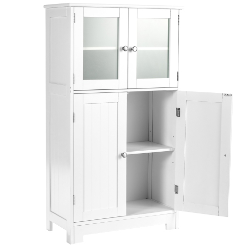 Costway Bathroom Floor Storage Cabinet Kitchen Cupboard w/Doors&Adjustable Shelf