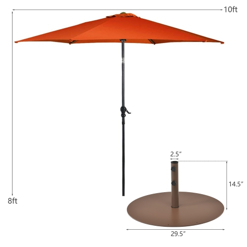 Costway 10ft Patio Umbrella Outdoor W/ 59 LBS Heavy-Duty Round Umbrella Stand