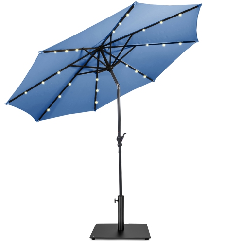 COSTWAY  10Ft Solar Lights Patio Umbrella Outdoor W/ 36 Lbs Steel Umbrella Stand