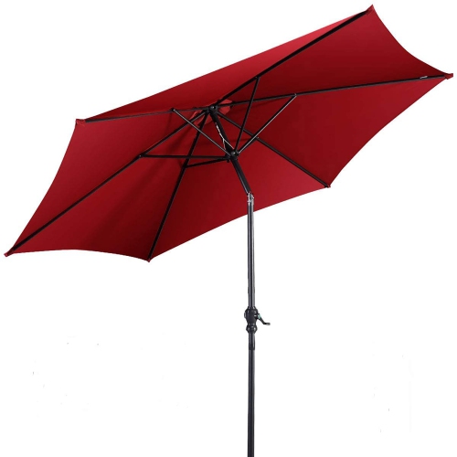 Costway 9ft Patio Umbrella Outdoor W/ 50 LBS Round Umbrella Stand W/ Wheels