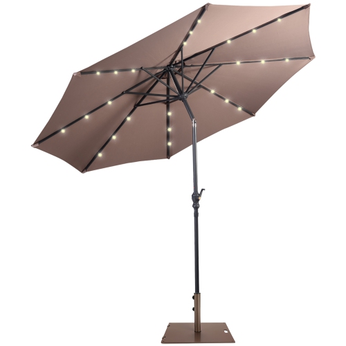 10ft Solar Lights Patio Umbrella Outdoor W/ 50 LBS Movable Umbrella Stand