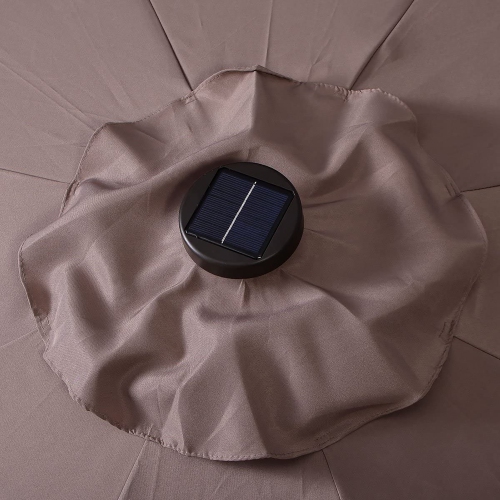 10ft Solar Lights Patio Umbrella Outdoor W/ 50 LBS Movable Umbrella Stand