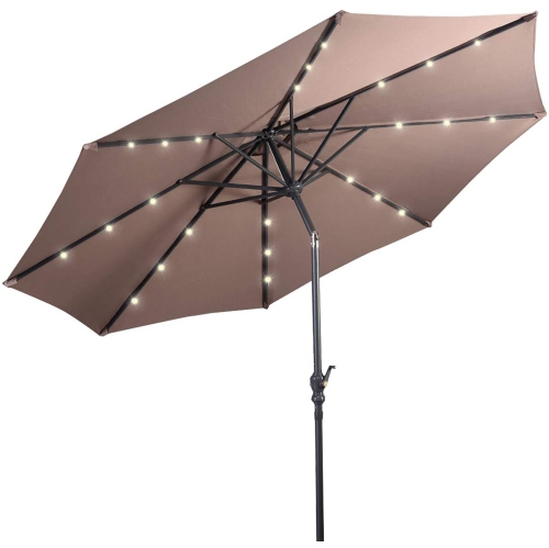10ft Solar Lights Patio Umbrella Outdoor W/ 50 LBS Movable Umbrella Stand