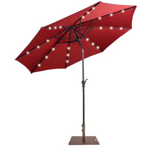 Costway 10ft Solar Lights Patio Umbrella Outdoor W/ 50 LBS Movable Umbrella Stand