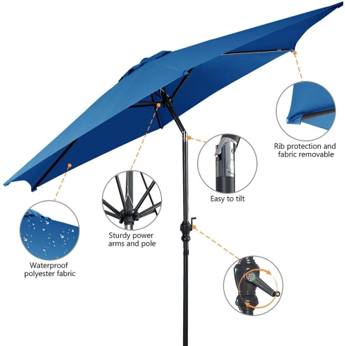 Costway 9ft Patio Umbrella Outdoor W/ 50 LBS Round Umbrella Stand W/ Wheels