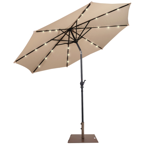Costway 10ft Solar Lights Patio Umbrella Outdoor W/ 50 LBS Movable Umbrella Stand